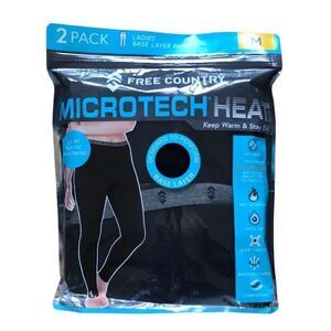NEW Free Country 2 Pack Black Base Layer Pants